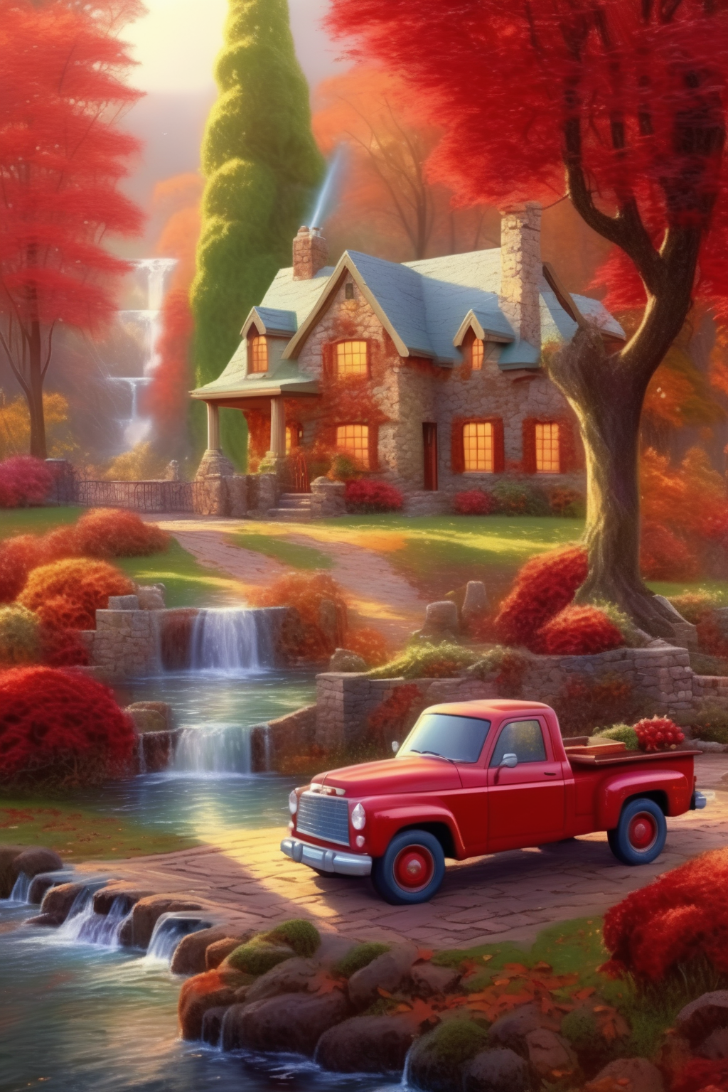 00391-261094273-_lora_Thomas Kinkade Style_1_Thomas Kinkade Style - Magical autumn in the style of Thomas Kinkade. A small stone house in the fo.png